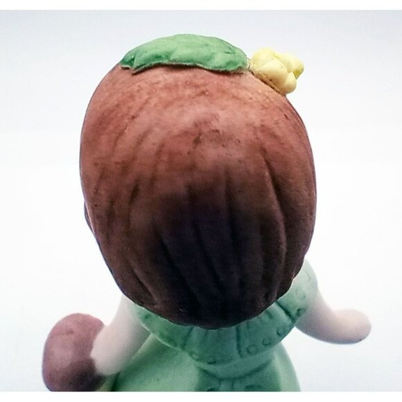 Enesco Birthday Girl Age 3 Brunette Green Dress Bisque Porcelain 1982 3.25" - Picture 9 of 15